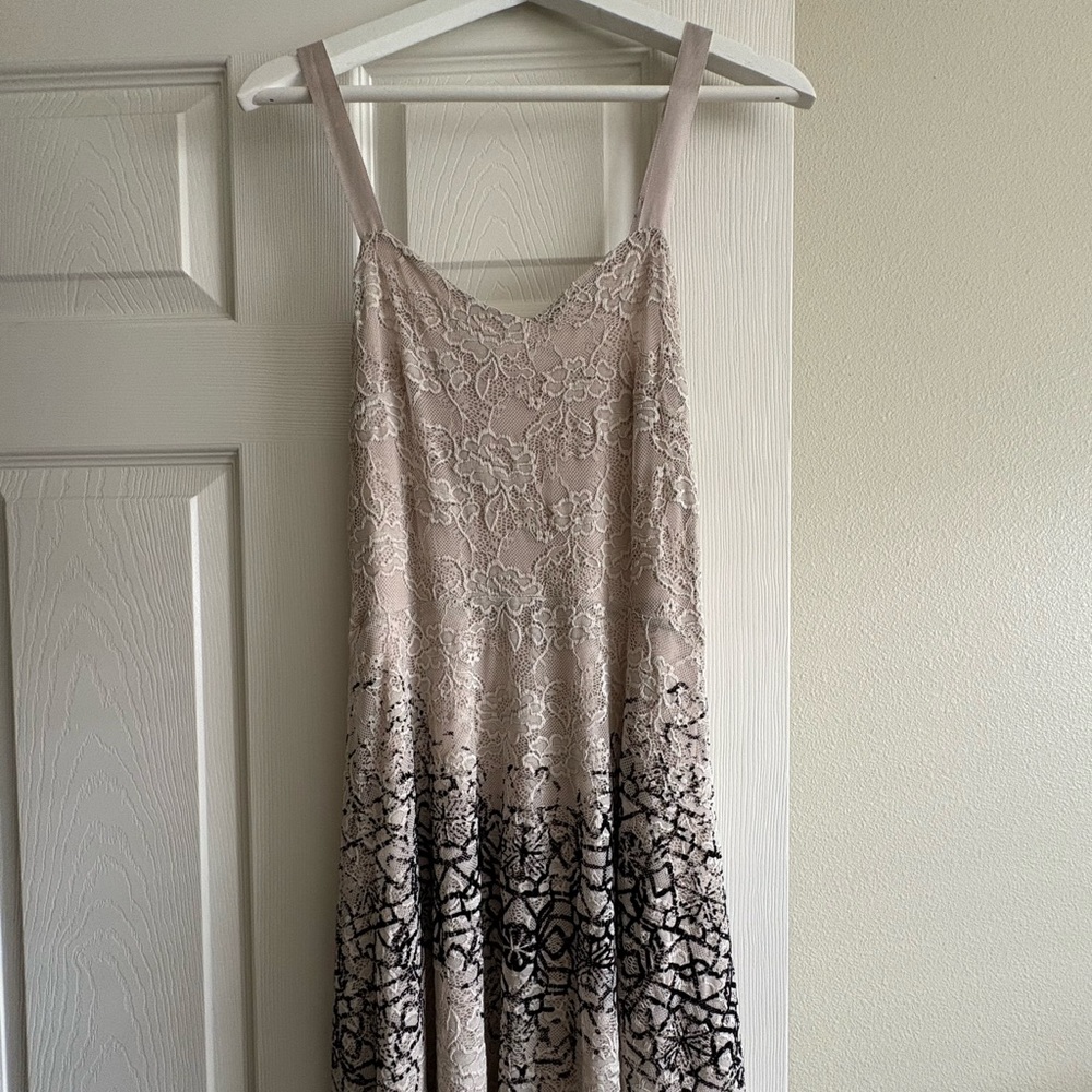 Free People Lace Mini Dress in Cream and Black